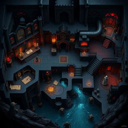 An intricate Dungeons and Dragons map depicting the underworld