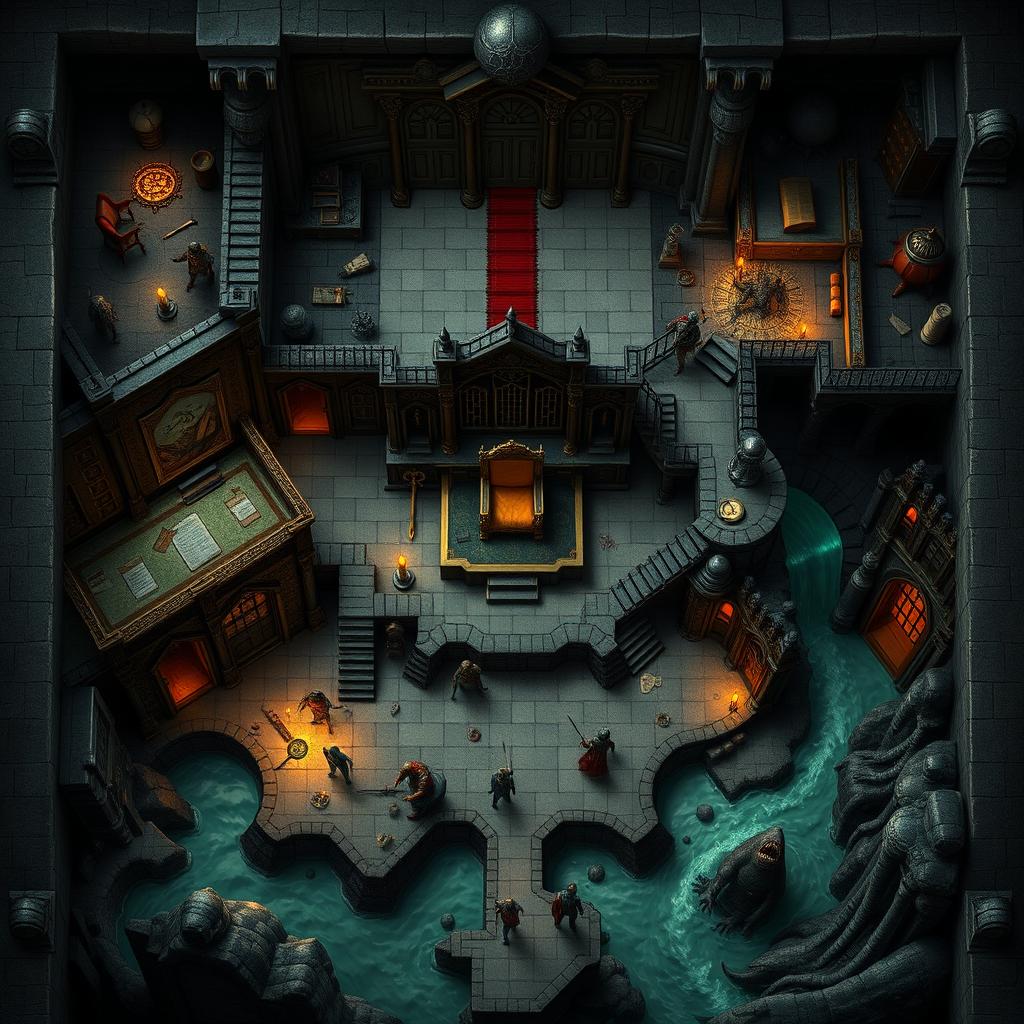 An intricate Dungeons and Dragons map depicting the underworld