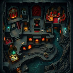 An intricate Dungeons and Dragons map depicting the underworld
