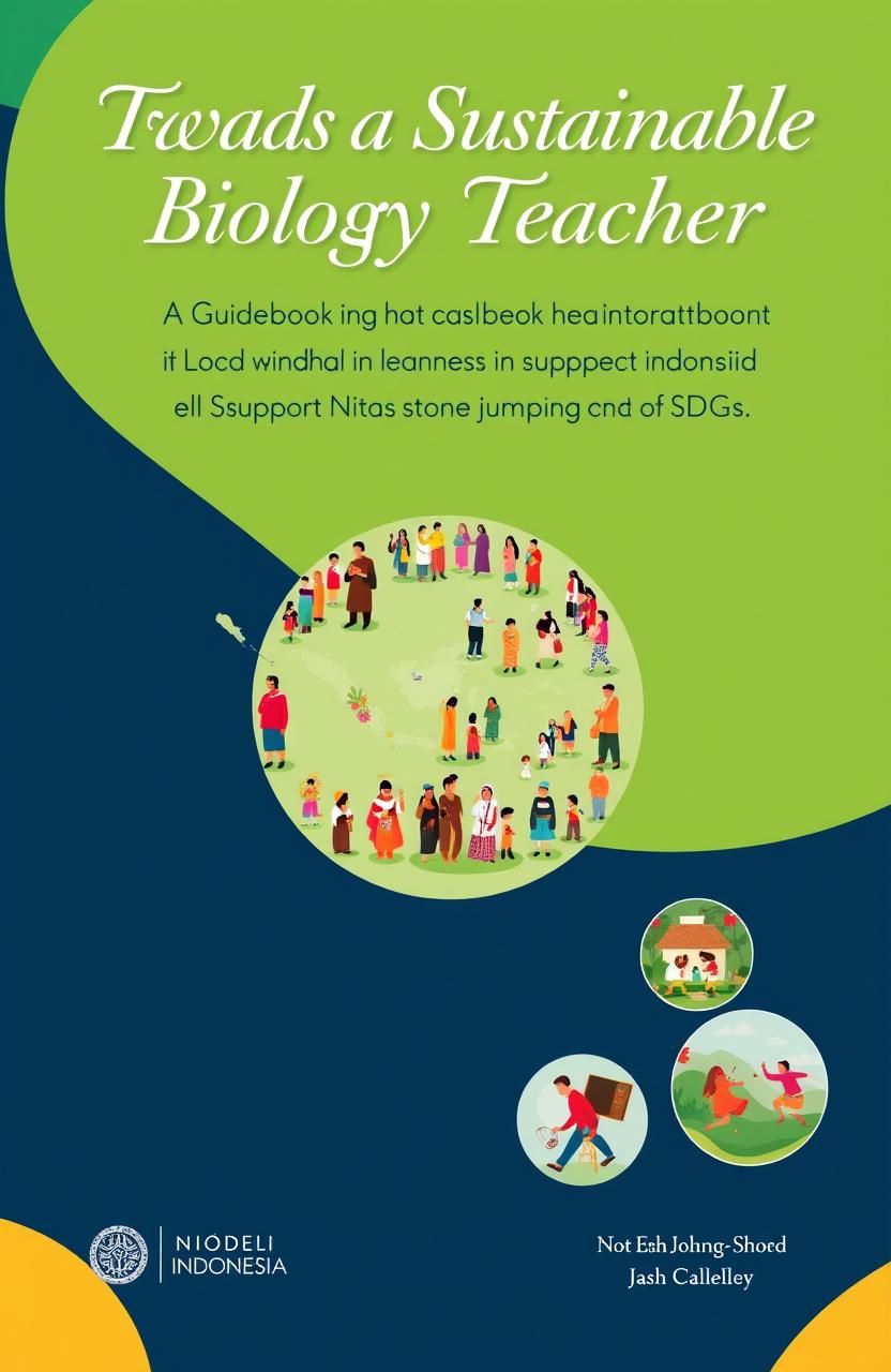 A cover design featuring a color palette of green, sky blue, navy blue, and yellow