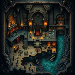 An intricate Dungeons and Dragons map depicting the underworld