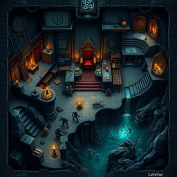 An intricate Dungeons and Dragons map depicting the underworld