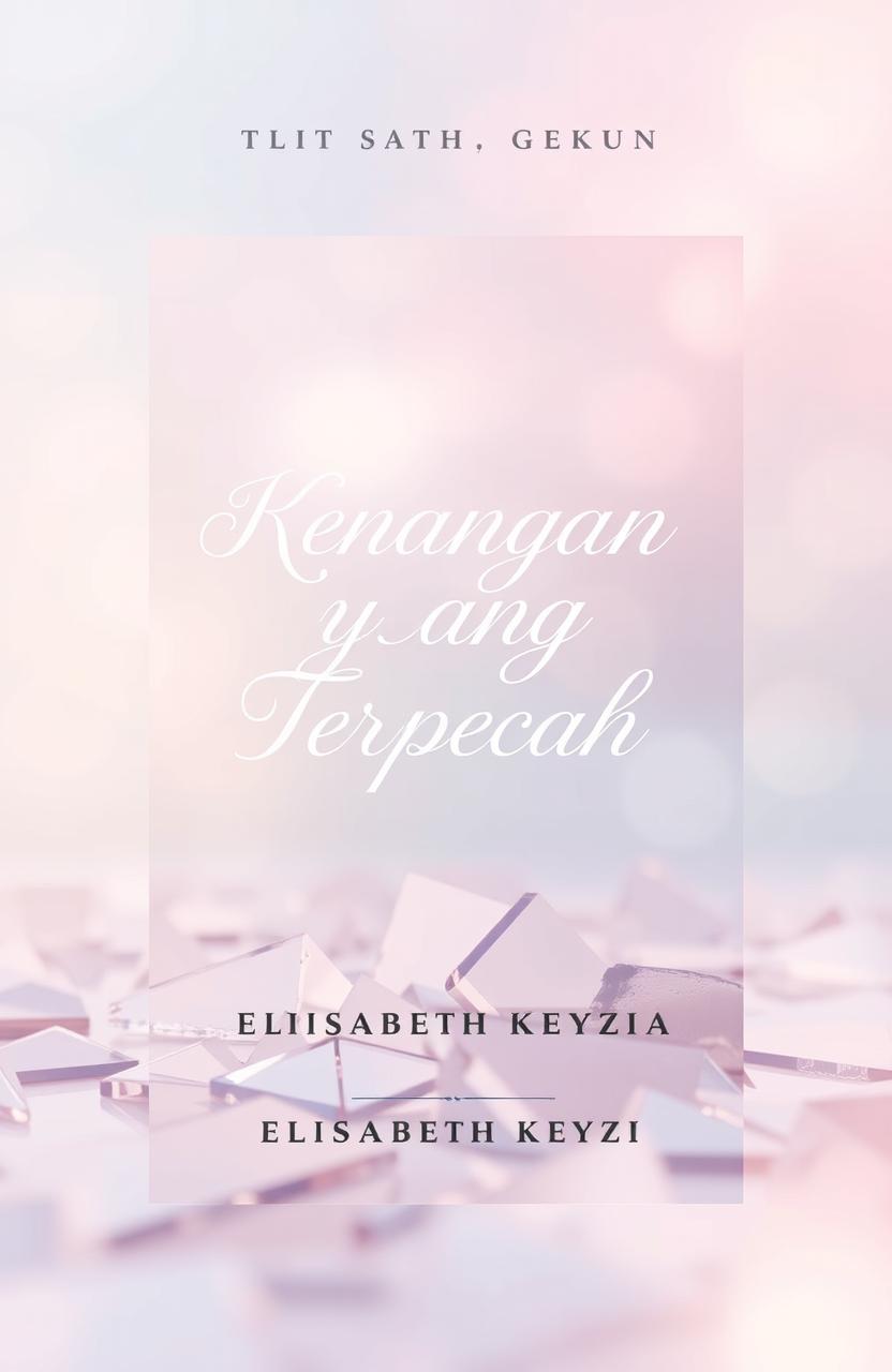A book cover design for a novel titled 'Kenangan yang Terpecah' by Elisabeth Keyzia