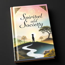 A captivating book cover design for a spiritual society theme, featuring the journey of a child growing up