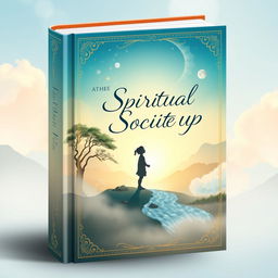 A captivating book cover design for a spiritual society theme, featuring the journey of a child growing up
