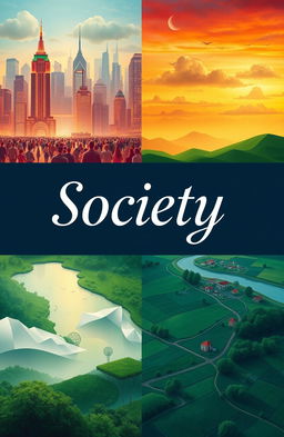 A visually captivating book cover design featuring the title 'Society' prominently displayed in an elegant font