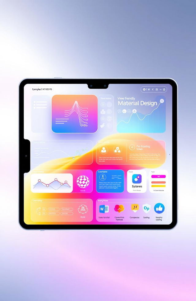 A modern digital interface showcasing various design paradigms, featuring clean lines, user-friendly navigation, vibrant colors, and interactive elements