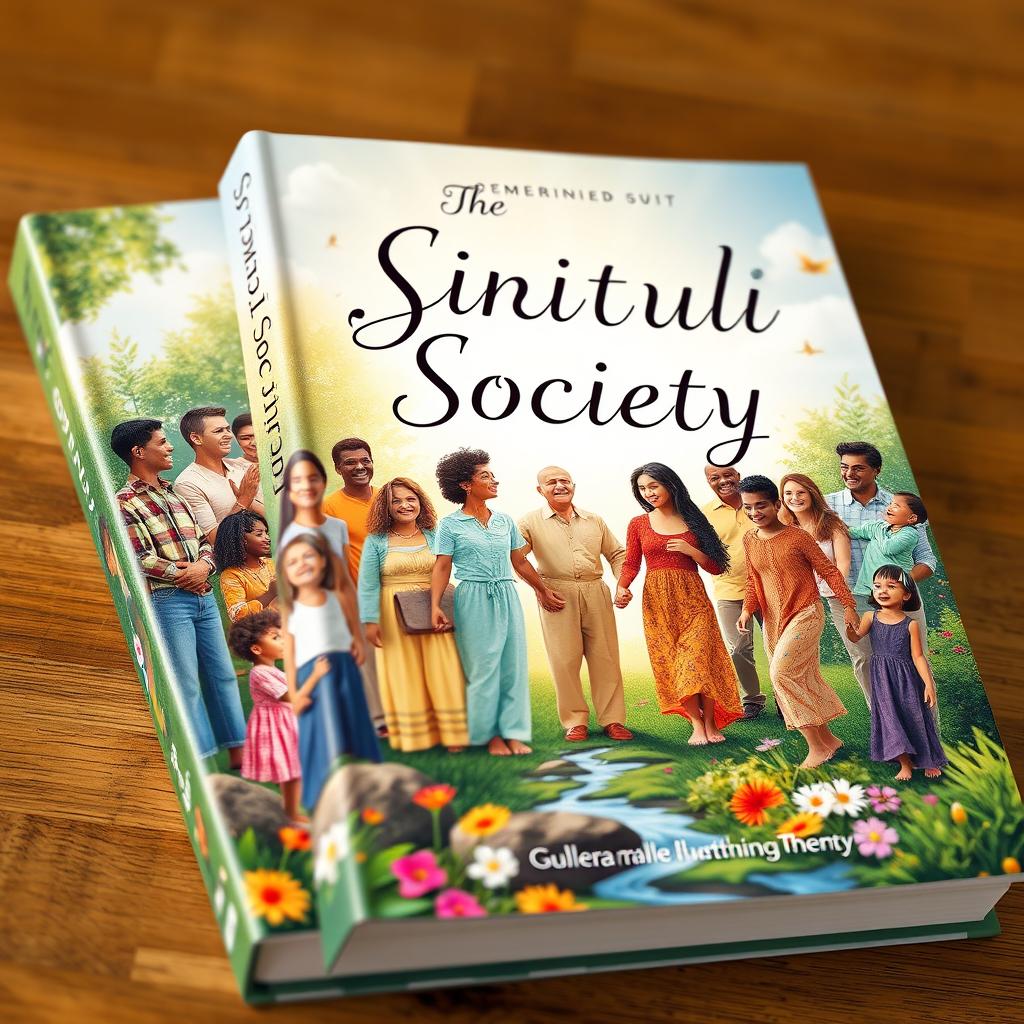 An inspiring and visually rich book cover design focused on the spiritual themes within society