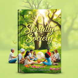 A captivating book cover design focusing on the spiritual aspects of society