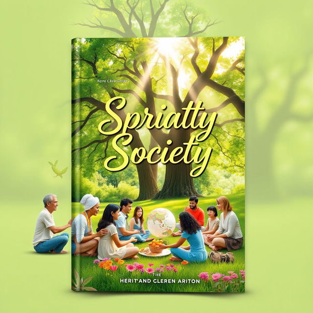 A captivating book cover design focusing on the spiritual aspects of society