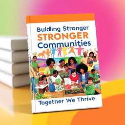 A vibrant and engaging book cover design featuring a collage of diverse community activities