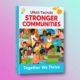 A vibrant and engaging book cover design featuring a collage of diverse community activities