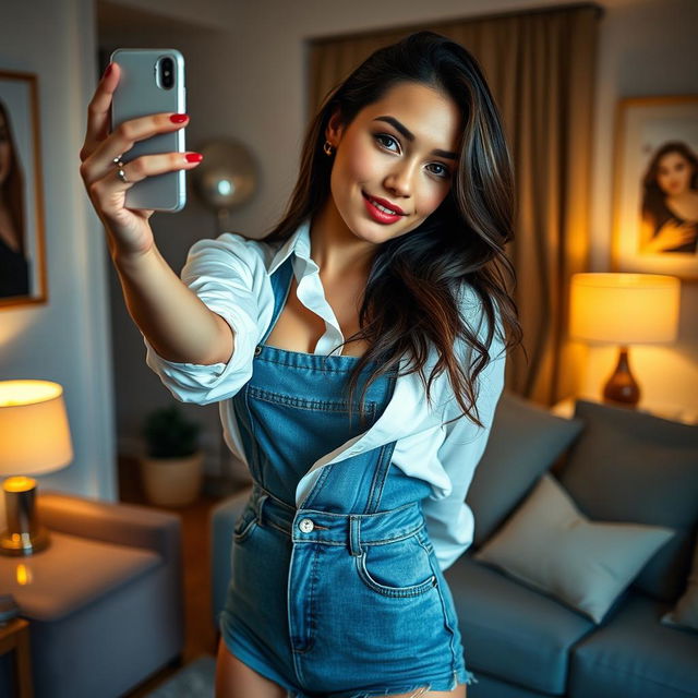 A 20-year-old French girl taking a sexy selfie