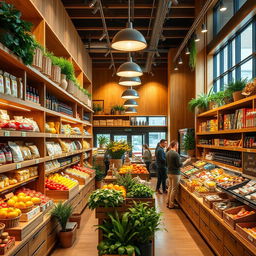 Welcoming and cozy supermarket interior, designed to evoke a sense of comfort and trust