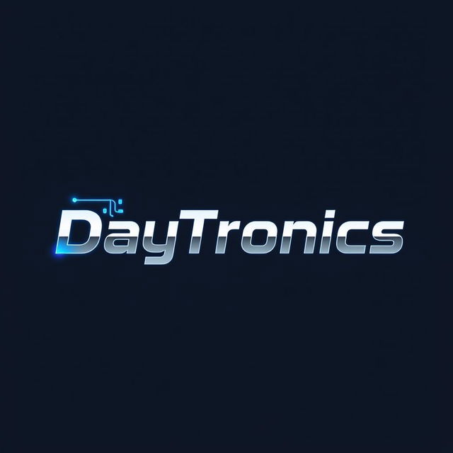A logo design for 'DayTronics' characterized by an electronic theme, featuring stylized circuitry patterns integrated into the lettering