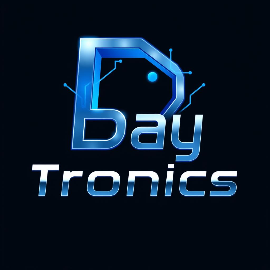 A logo design for 'DayTronics' featuring a modern electronic theme