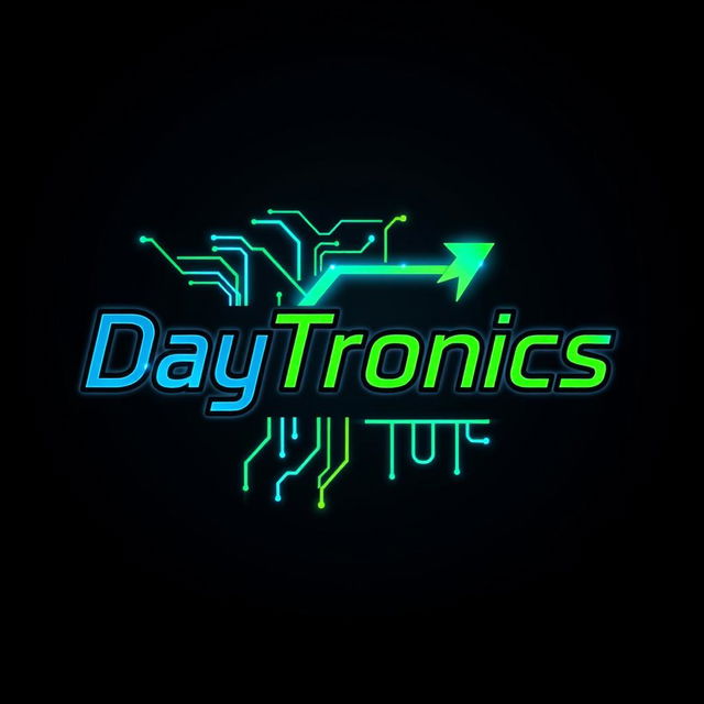 A logo design for "DayTronics" with a modern and vibrant theme that embodies electronic technology