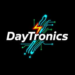A logo design for "DayTronics" with a modern and vibrant theme that embodies electronic technology