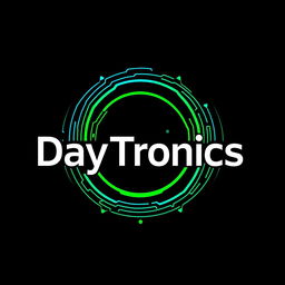 A logo design for "DayTronics" with a modern and vibrant theme that embodies electronic technology