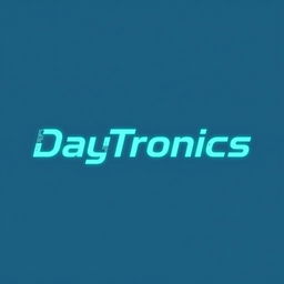 A logo design for "DayTronics" featuring a cutting-edge electronics theme
