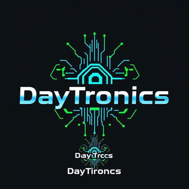 A logo design for "DayTronics" featuring a cutting-edge electronics theme