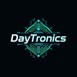 A logo design for "DayTronics" featuring a cutting-edge electronics theme
