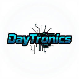 A logo design for "DayTronics" featuring a cutting-edge electronics theme