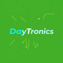 A logo design for 'DayTronics' featuring a theme centered around electronic components such as circuit boards, capacitors, and microchips