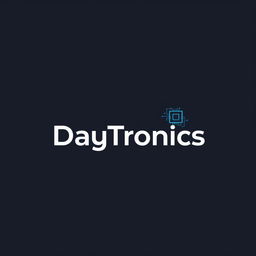 A modern logo design for 'DayTronics' featuring a creative integration of electronic components such as microchips, circuit patterns, and a vibrant color scheme