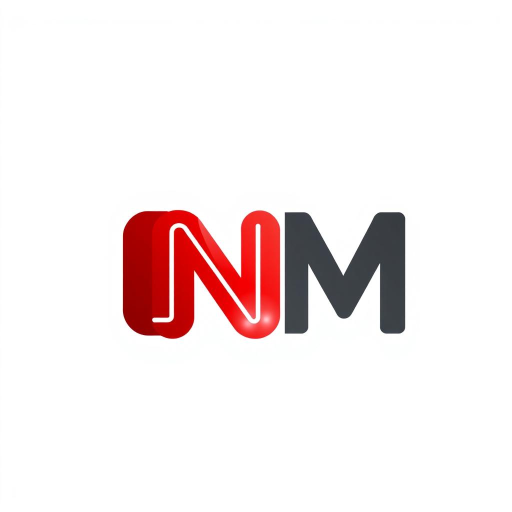 A logo design inspired by the CNN YouTube logo style, featuring the letters 'CNM' in bold, modern font