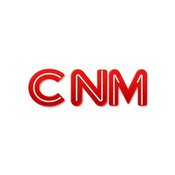A logo design inspired by the CNN YouTube logo style, featuring the letters 'CNM' in bold, modern font