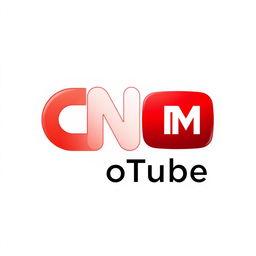 A logo design inspired by the CNN YouTube logo style, featuring the letters 'CNM' in bold, modern font