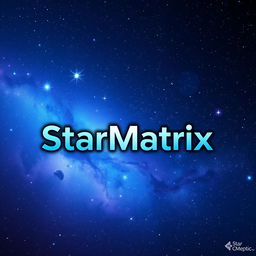 A beautifully designed logo featuring the text 'StarMatrix', set against a stunning cosmic background filled with stars, galaxies, and nebulae