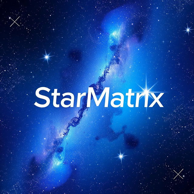 A beautifully designed logo featuring the text 'StarMatrix', set against a stunning cosmic background filled with stars, galaxies, and nebulae