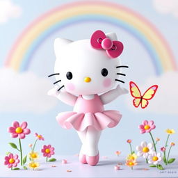 Hello Kitty as a ballerina, standing gracefully in a light pink dress