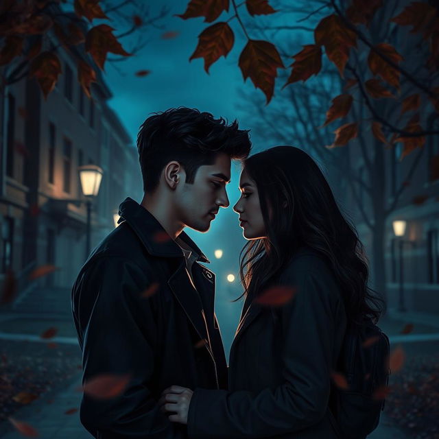 A poignant scene capturing the unexpected love story of two college students amidst a moody, atmospheric backdrop