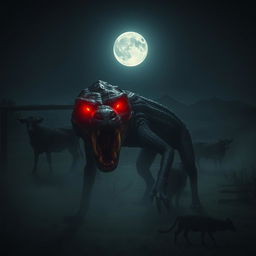 A mysterious and intriguing depiction of the mythical creature known as El Chupacabras