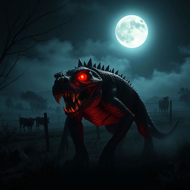 A mysterious and intriguing depiction of the mythical creature known as El Chupacabras