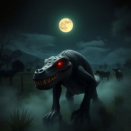 A mysterious and intriguing depiction of the mythical creature known as El Chupacabras
