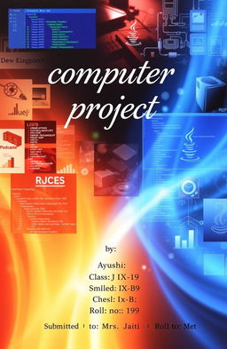 A cover page featuring the title "computer project" elegantly written in beautiful calligraphy at the top