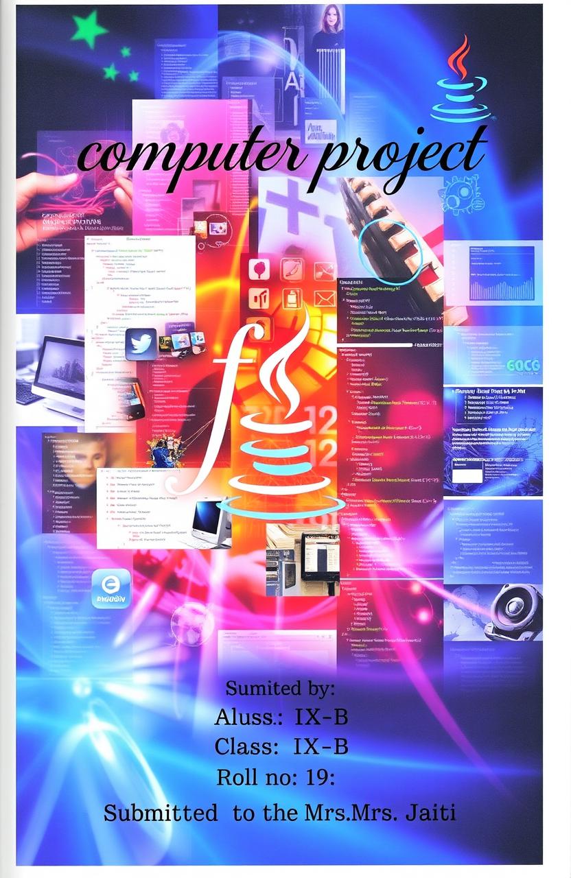 A cover page featuring the title "computer project" elegantly written in beautiful calligraphy at the top