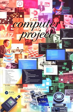 A cover page featuring the title "computer project" elegantly written in beautiful calligraphy at the top