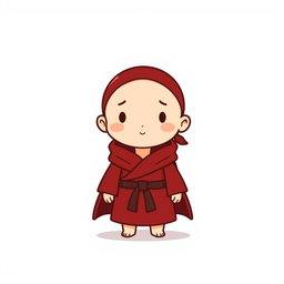 A small character wearing a red headband and a robe, with very few details, giving a minimalist appearance