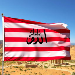 The flag of Syria, featuring its distinctive red, white, and black horizontal stripes
