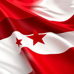 A depiction of the new flag of Syria with its bold colors of red, white, and black, featuring a stylized rendition of the Tawheed (Monotheism) symbol prominently displayed in the center, without any stars