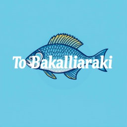 A logo design for a fish shop named 'To Bakaliaraki'
