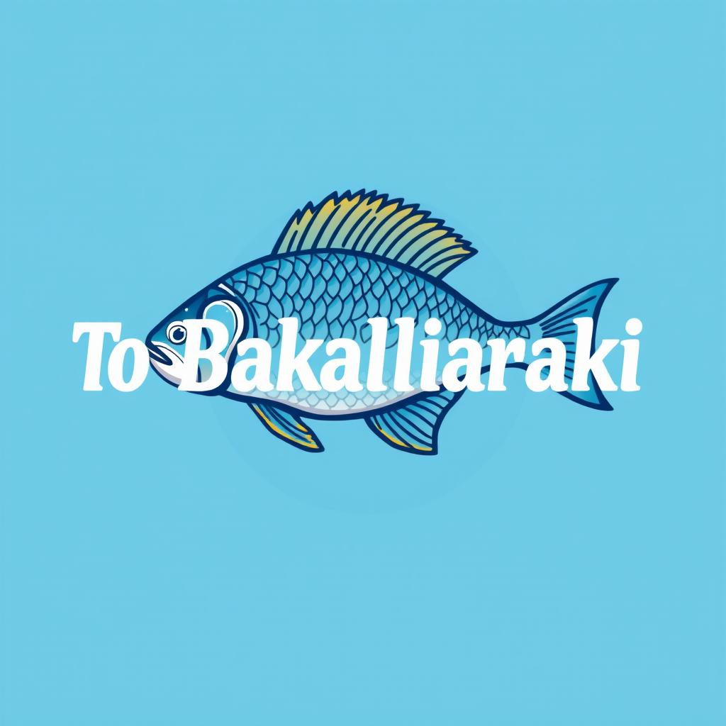 A logo design for a fish shop named 'To Bakaliaraki'