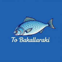 A logo design for a fish shop named 'To Bakaliaraki'