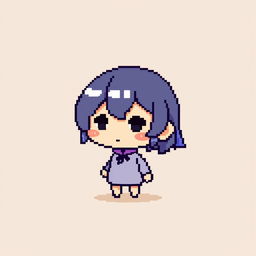 A small character in pixel art style, featuring minimal details and no visible face