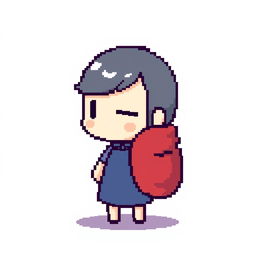 A small character in pixel art style, featuring minimal details and no visible face